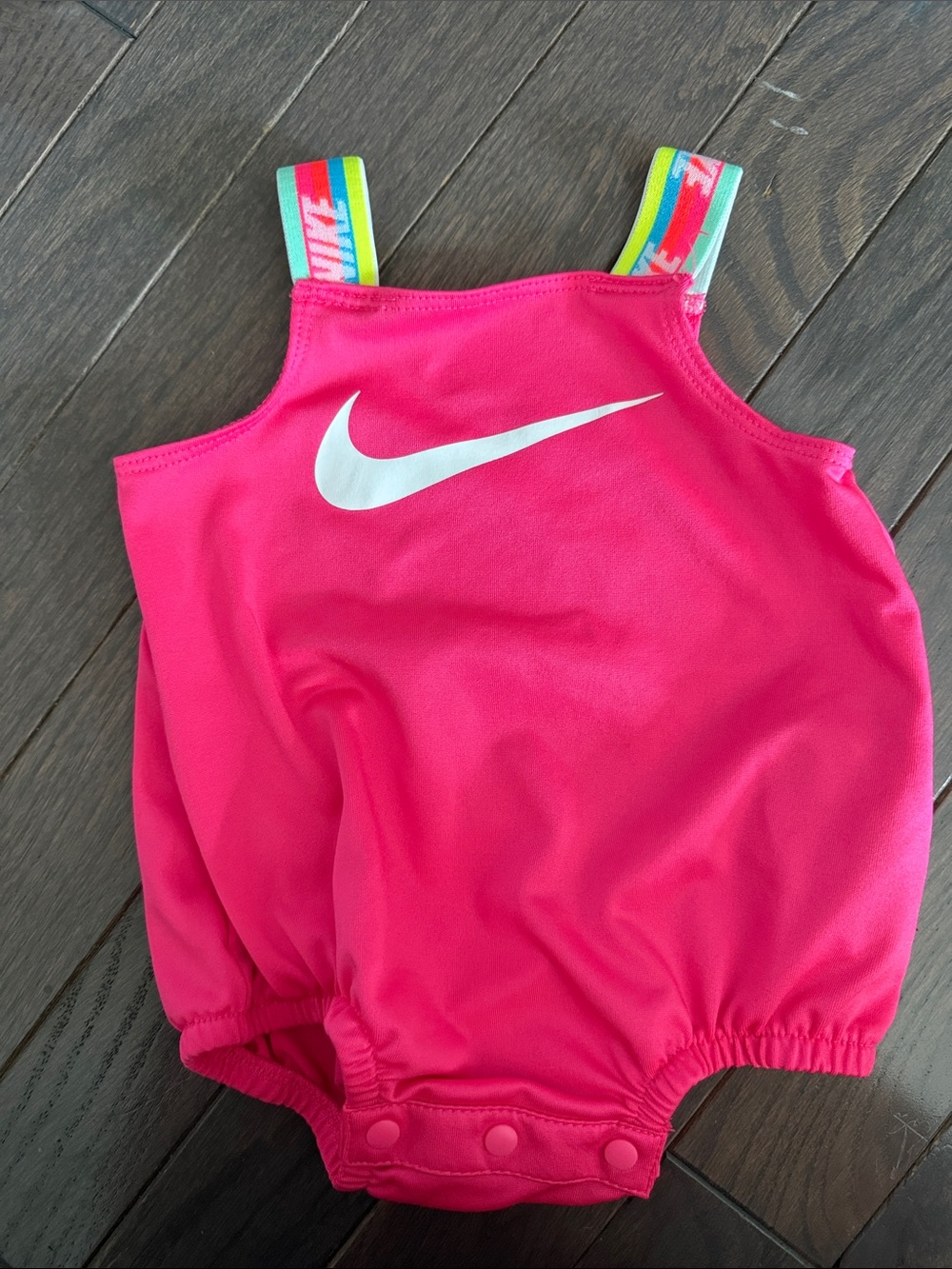 Nike Hot Pink Baby Romper with Rainbow Straps
